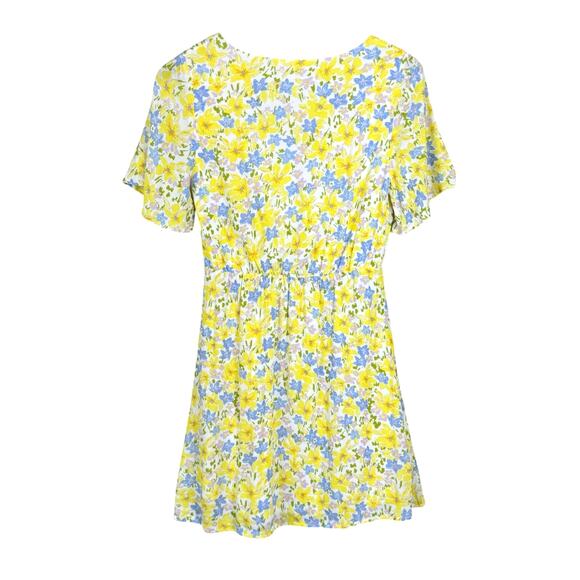 GB Gianni Bini Bright Yellow Floral Keyhole Cut Out Mini Fit & Flare Dress - Picture 10 of 13